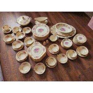 Vintage75 Piece Dinnerware Set H & C Selb Bavarian Heinrich & Co Germany Floral